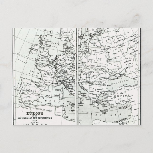 Europa i början av reformen vykort (Framsida)