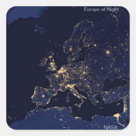 Europa i natt av NASA Fyrkantigt Klistermärke