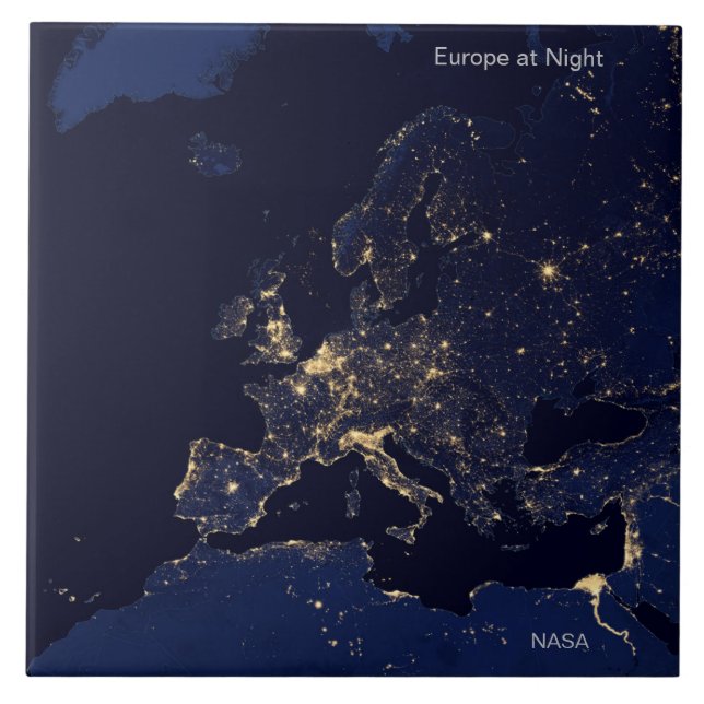 Europa i natt av NASA Kakelplatta (Framsidan)