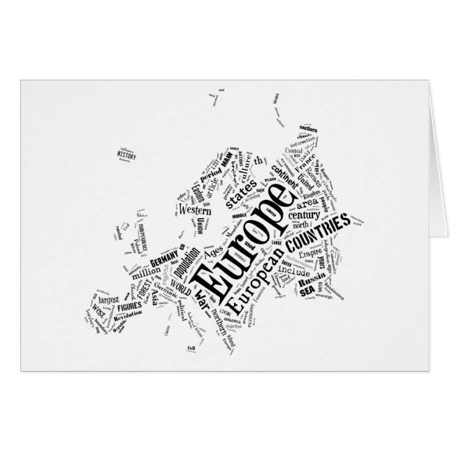 Europa i Tagxedo Hälsningskort (Framsidan Horizontal)