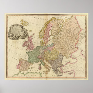 Europa illustrerade kartan poster