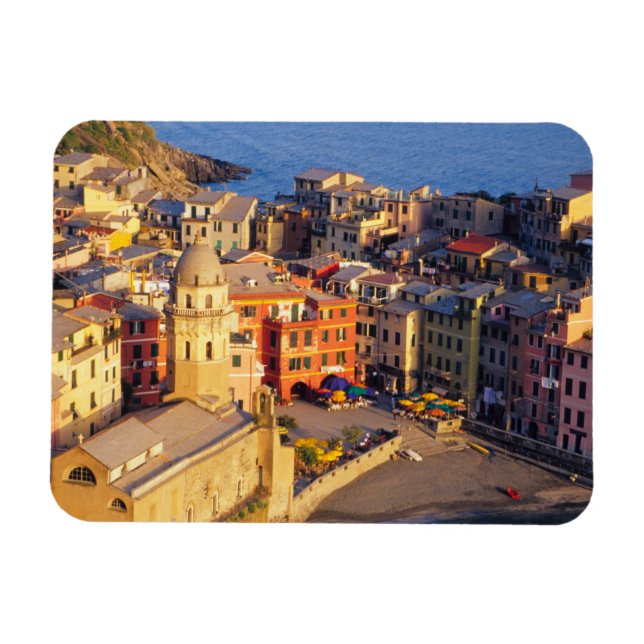 Europa, Italien, Cinque Terre. Byn Vernazza Magnet (Horisontell)