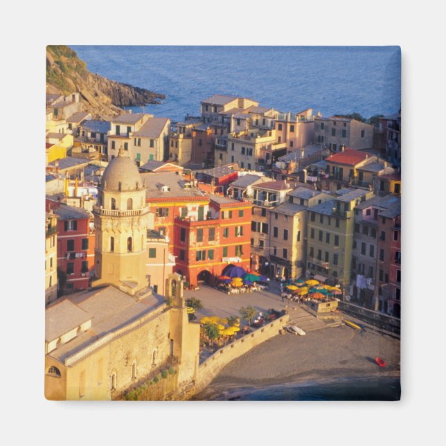 Europa, Italien, Cinque Terre. Byn Vernazza Magnet (Framsidan)