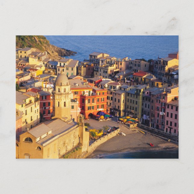 Europa, Italien, Cinque Terre. Byn Vernazza Vykort (Framsida)