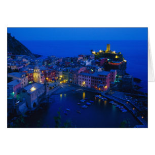 Europa, Italien, Cinque Terre, Vernazza. Sluttning Hälsningskort