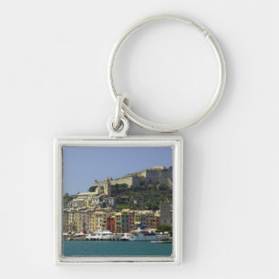 Europa, Italien, Portovenere aka Porto Venere. Fyrkantig Silverfärgad Nyckelring