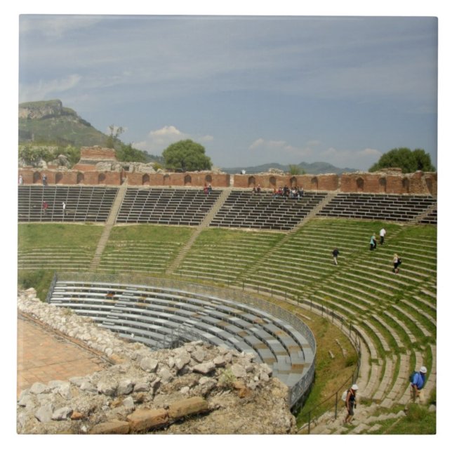 Europa, Italien, Sicilien, Taormina. 300-talet 2 Kakelplatta (Framsidan)