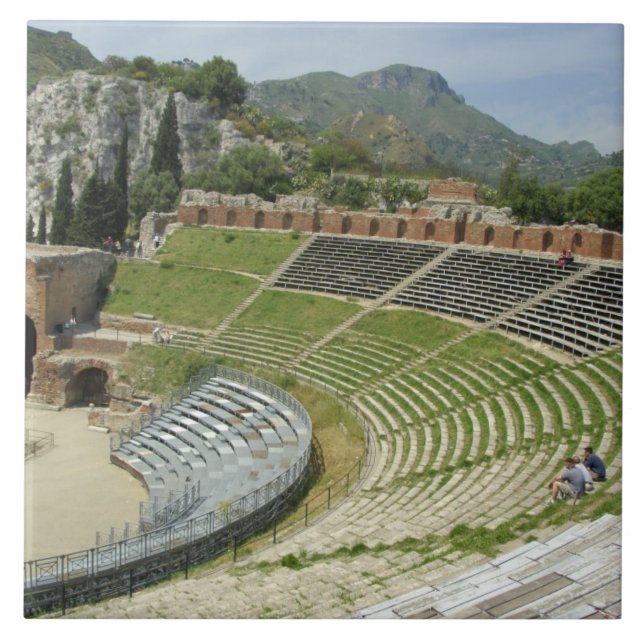 Europa, Italien, Sicilien, Taormina. 300-talet Kakelplatta (Framsidan)