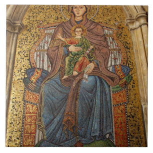 Europa, Italien, Sicilien, Taormina. Madonna & bar Kakelplatta