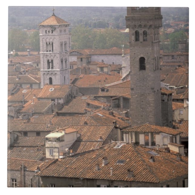 Europa, Italien, Toscana, Lucca, Stadspanorama Kakelplatta (Framsidan)