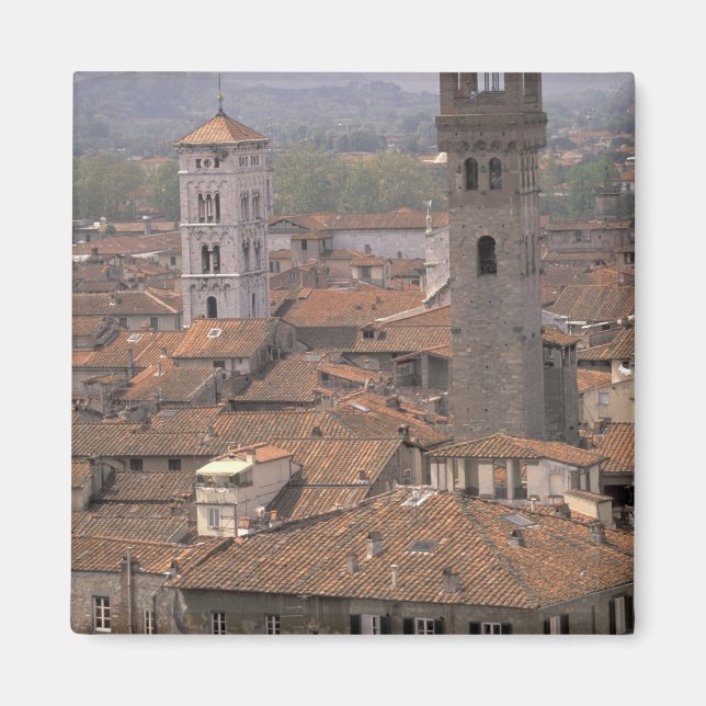 Europa, Italien, Toscana, Lucca, Stadspanorama Magnet (Framsidan)