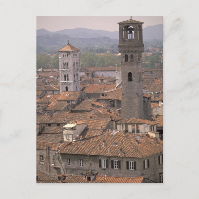 Europa, Italien, Toscana, Lucca, Stadspanorama Vykort (Framsida)