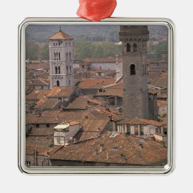 Europa, Italien, Toscana, Lucca, Town panorama Julgransprydnad Metall (Framsidan)