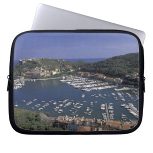 Europa, Italien, Toscana, Porto Ercole, Utsikt öve Laptop Sleeve