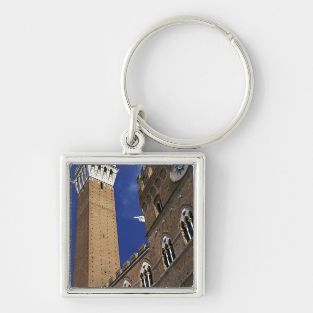 Europa, Italien, Toskana, Siena. Torre del Fyrkantig Silverfärgad Nyckelring (Framsidan)