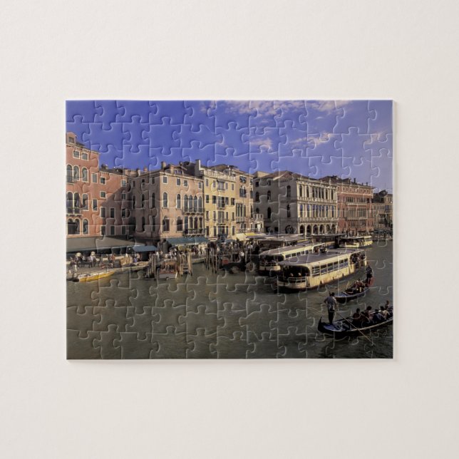 Europa, Italien, Venedig, Båttrafik vid Rialto Pussel (Horisontell)