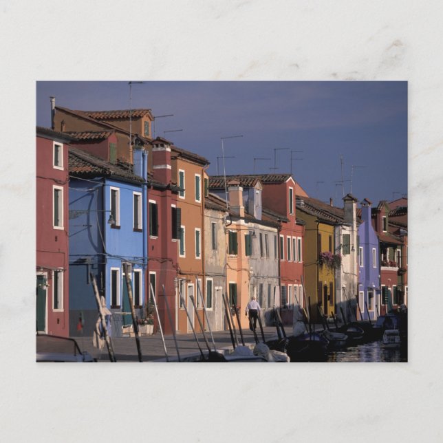 Europa, Italien, Venedig. Flerfärgade hus Vykort (Framsida)