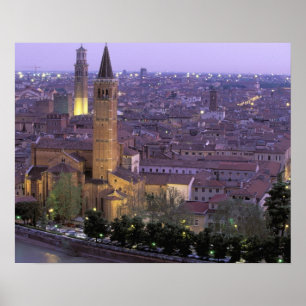 Europa, Italien, Veneto, Verona. Utsikt från Caste Poster