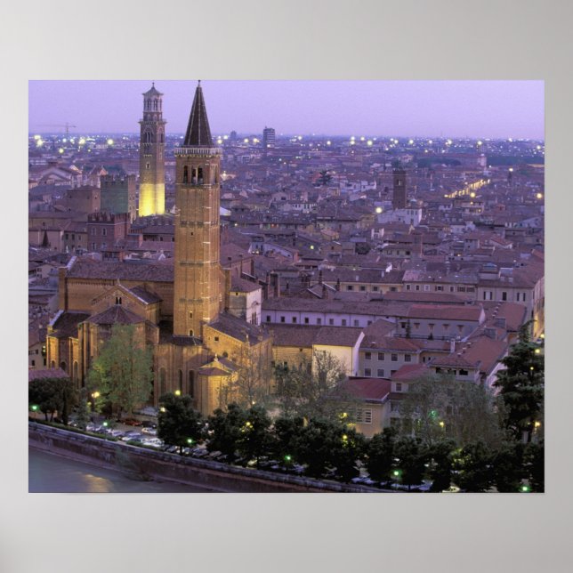 Europa, Italien, Veneto, Verona. Utsikt från Caste Poster (Framsidan)