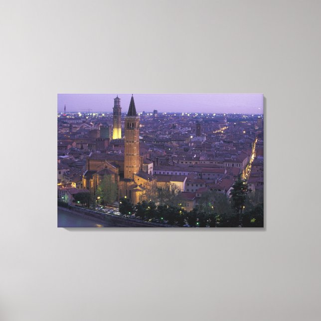 Europa, Italien, Verona, Utsikt från Castel S. Canvastryck (Framsida)