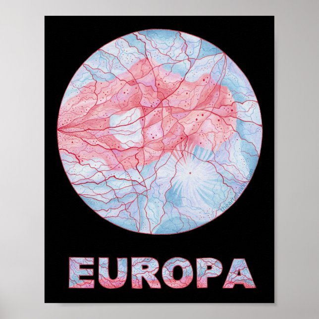 Europa Jupiters Måne 8 x 10 Art Poster Skriv ut (Framsidan)