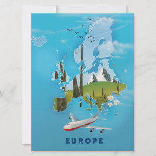 Europa Kart landskap resa affisch Inbjudningar