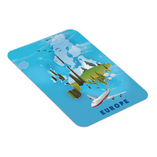 Europa Kart landskap resa affisch Magnet