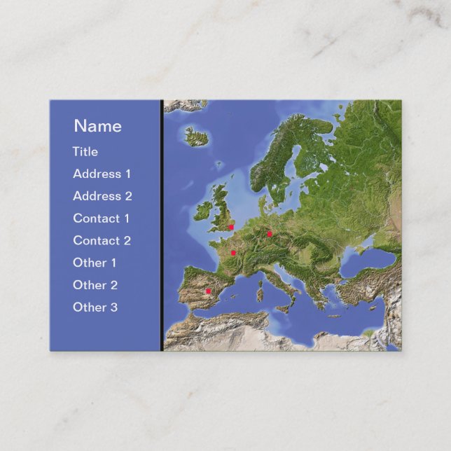 Europa karta, anpassade! visitkort (Framsida)