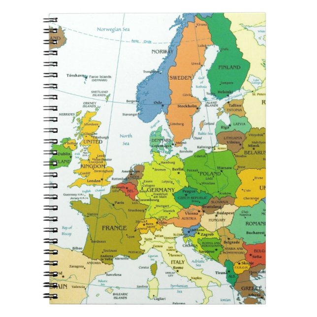 Europa karta anteckningsbok med spiral (Framsidan)