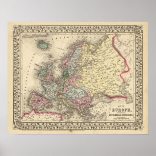 Europa karta av Mitchell Poster