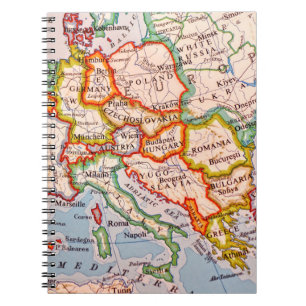 Europa karta, land stater anteckningsbok