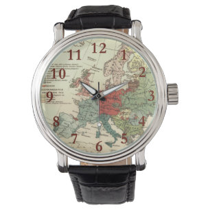 Europa Karta Land World Antique Armbandsur