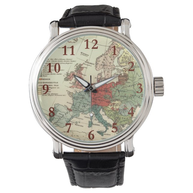 Europa Karta Land World Antique Armbandsur (Framsida)