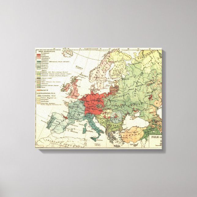 Europa Karta Land World Antique Canvastryck (Framsida)