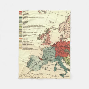 Europa Karta Land World Antique Fleecefilt