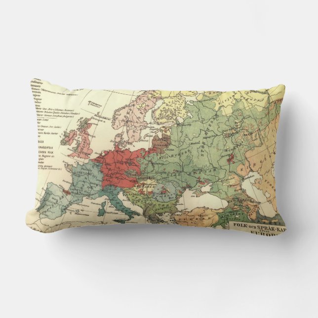 Europa Karta Land World Antique Lumbarkudde (Framsida)