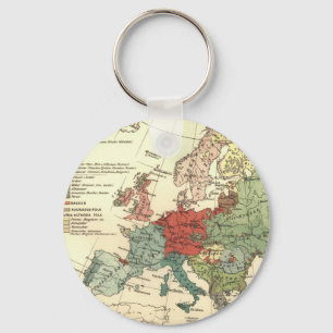 Europa Karta Land World Antique Nyckelring