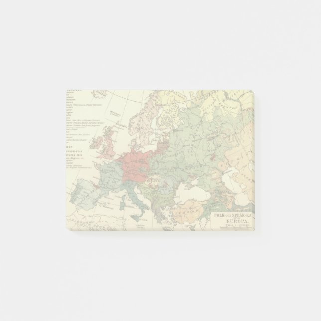 Europa Karta Land World Antique Post-it Block (Framsida)