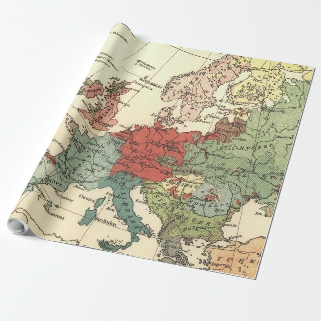 Europa Karta Land World Antique Presentpapper (Utrullad)