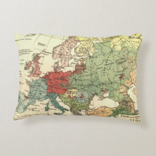 Europa Karta Land World Antique Prydnadskudde