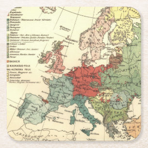 Europa Karta Land World Antique Underlägg Papper Kvadrat