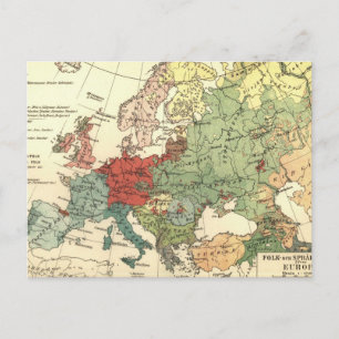 Europa Karta Land World Antique Vykort