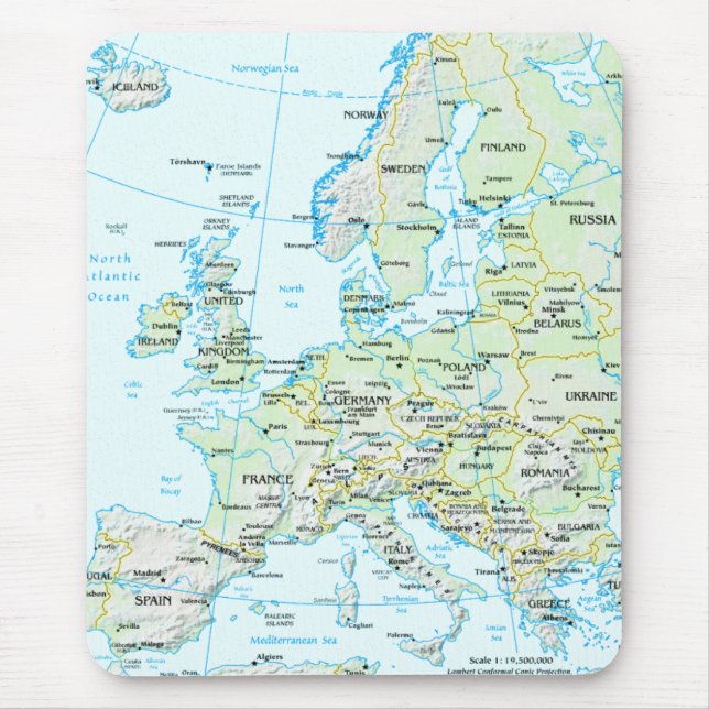 Europa karta Mousepad Musmatta (Framsidan)