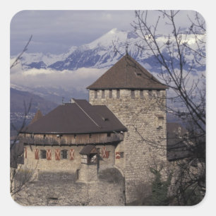 Europa, Liechtenstein, Vaduz. Vaduz slott, Fyrkantigt Klistermärke