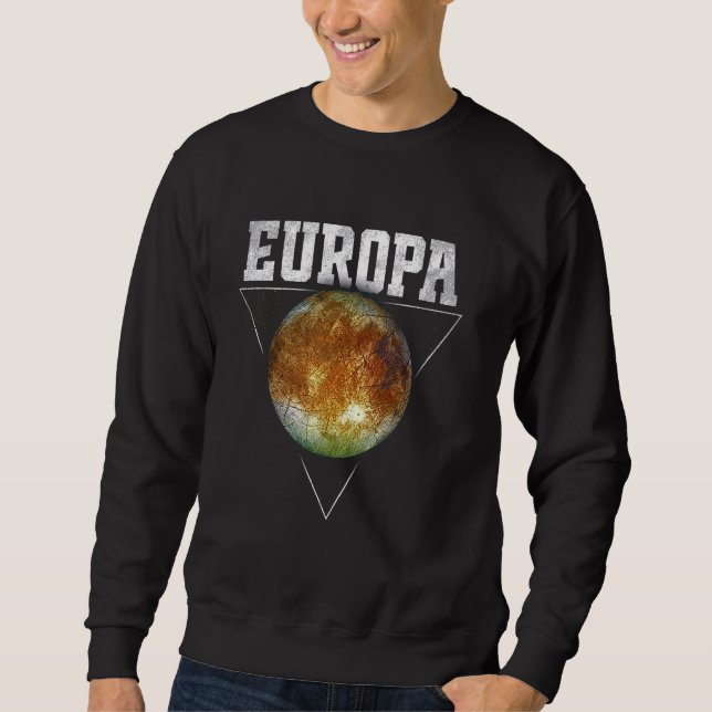 Europa Måne Jupiter Planet Solar System Astronomy Lång Ärmad Tröja (Framsida)