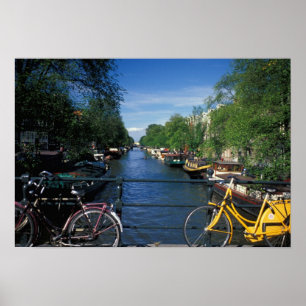 Europa, Nederländerna, Amsterdam, gult, cyklar oc Poster