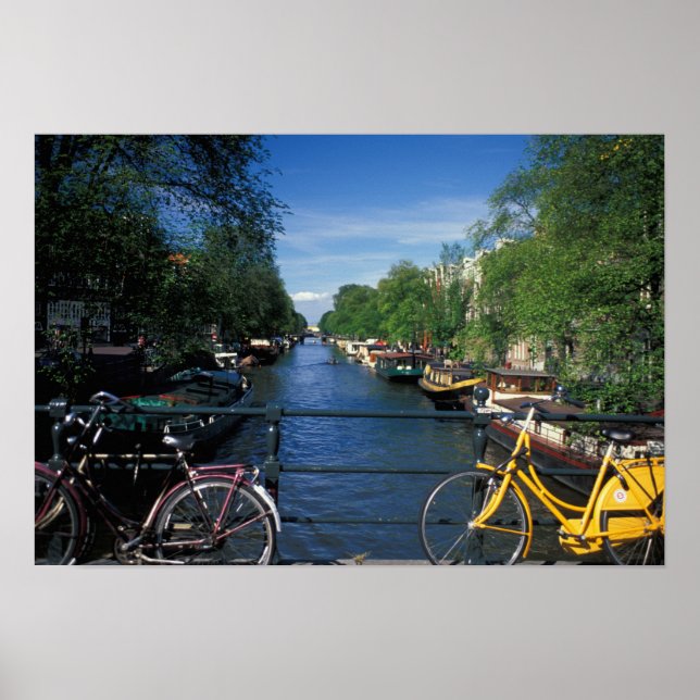 Europa, Nederländerna, Amsterdam, gult, cyklar och Poster (Framsidan)