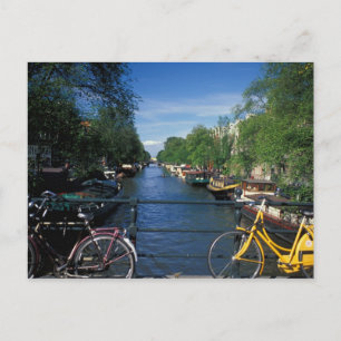 Europa, Nederländerna, Amsterdam, gult, cyklar och Vykort