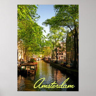 Europa Nederländerna Amsterdamkanalen Poster