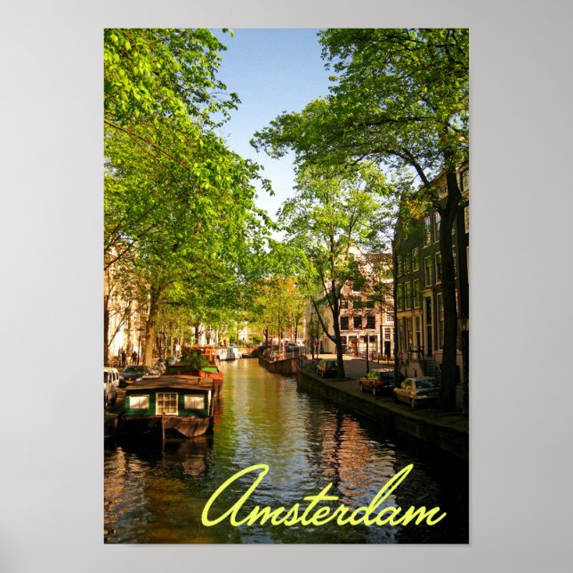 Europa Nederländerna Amsterdamkanalen Poster (Framsidan)